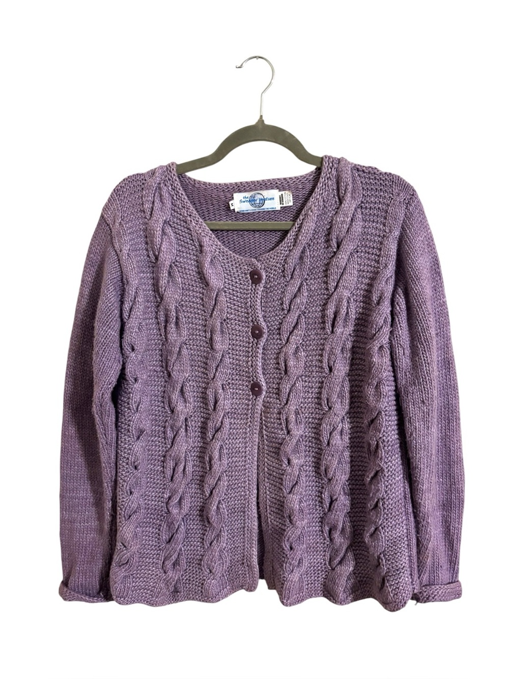 The Sweater Venture Purple Cotton Cardigan Sweater Medium